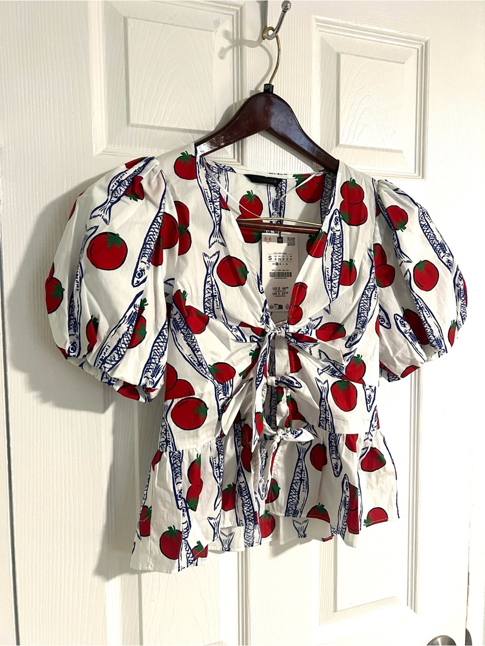 Zara Printed Shirt with Bows - blue/ white - Picture 3 of 8